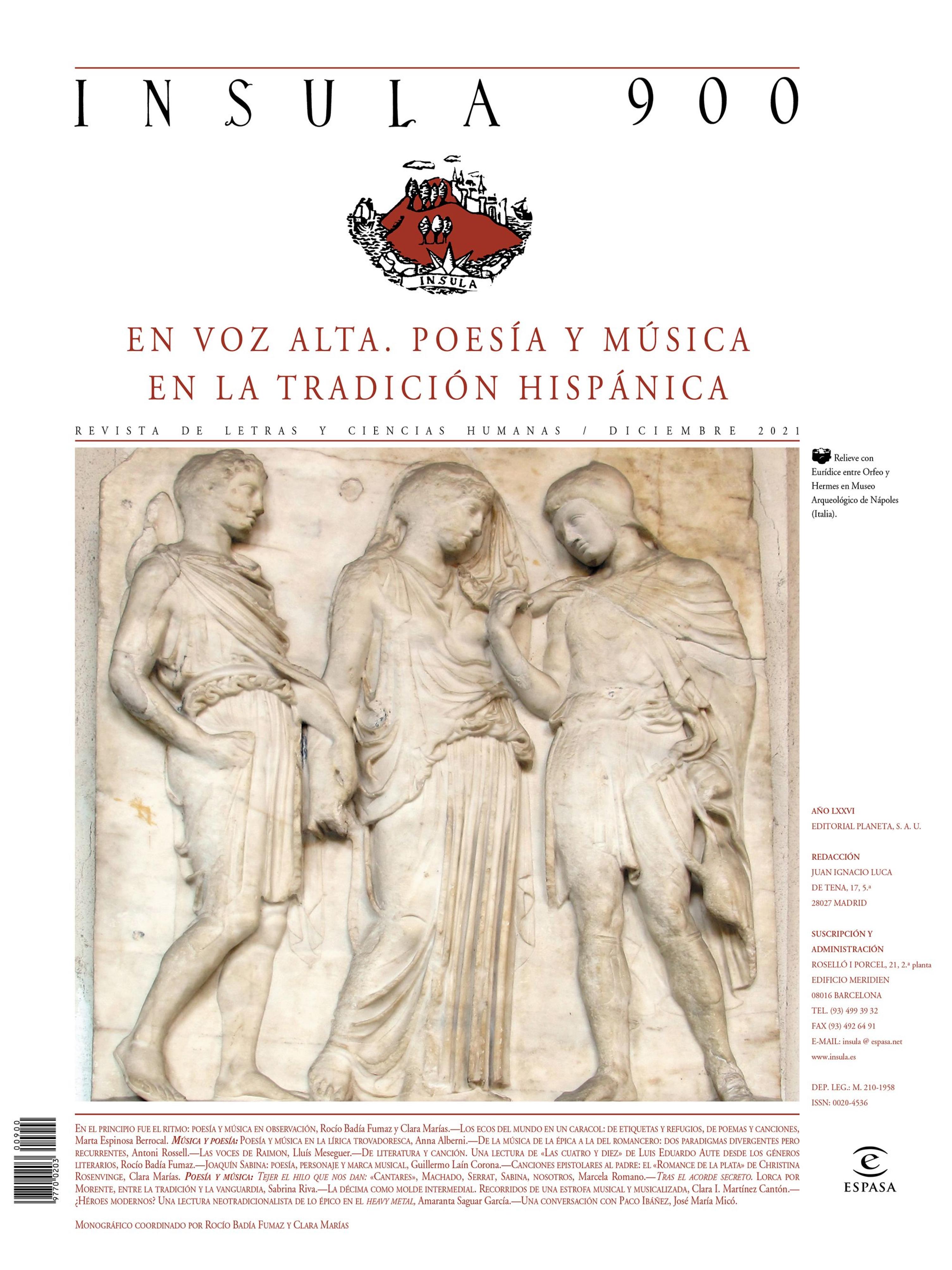 EN VOZ ALTA. POESÍA Y MÚSICA EN LA TRADICIÓN HISPÁNICA (ÍNSULA Nº 900)