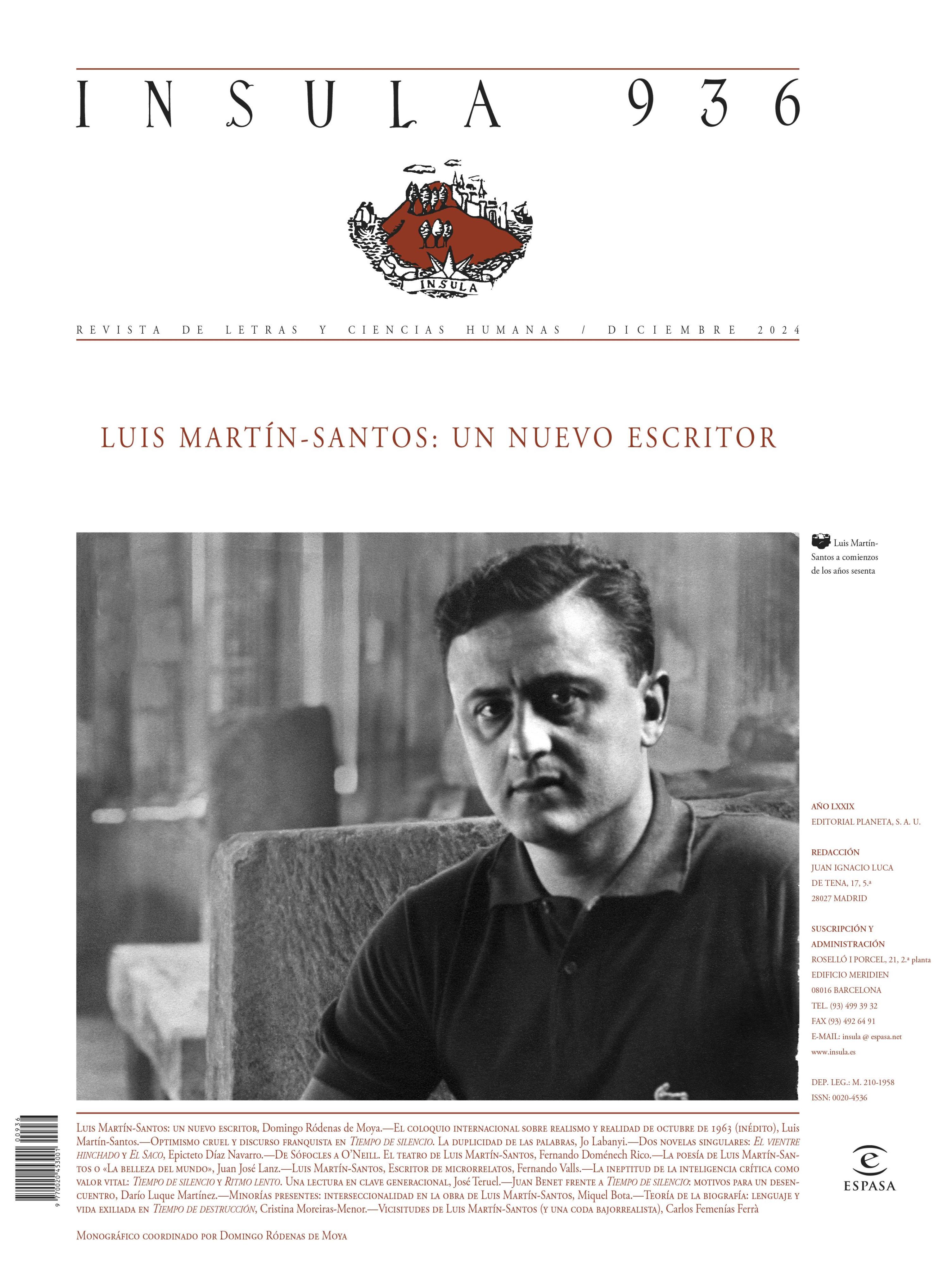 LUIS MARTÍN-SANTOS: UN NUEVO ESCRITOR (ÍNSULA N° 936, DICIEMBRE DE 2024)