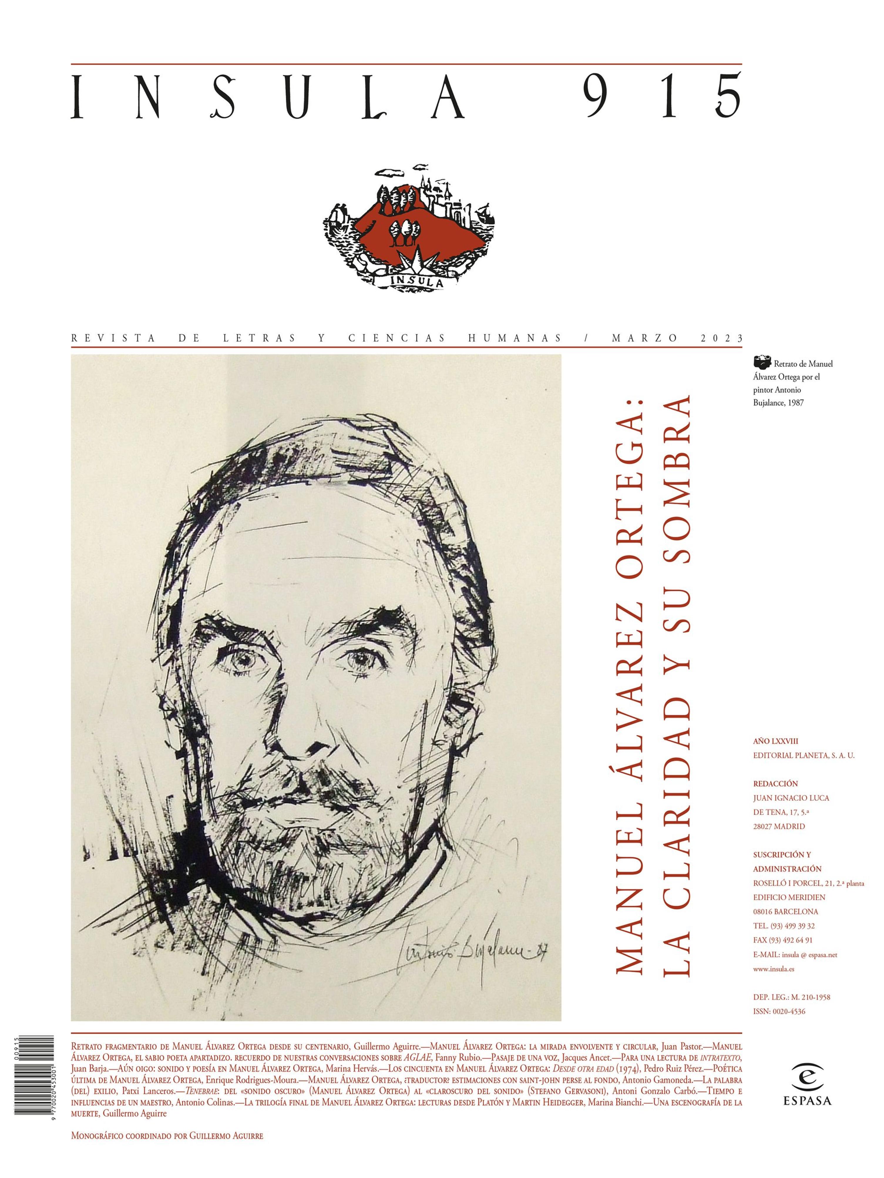 MANUEL ÁLVAREZ ORTEGA: LA CLARIDAD Y SU SOMBRA (ÍNSULA N° 915, MARZO DE 2023)