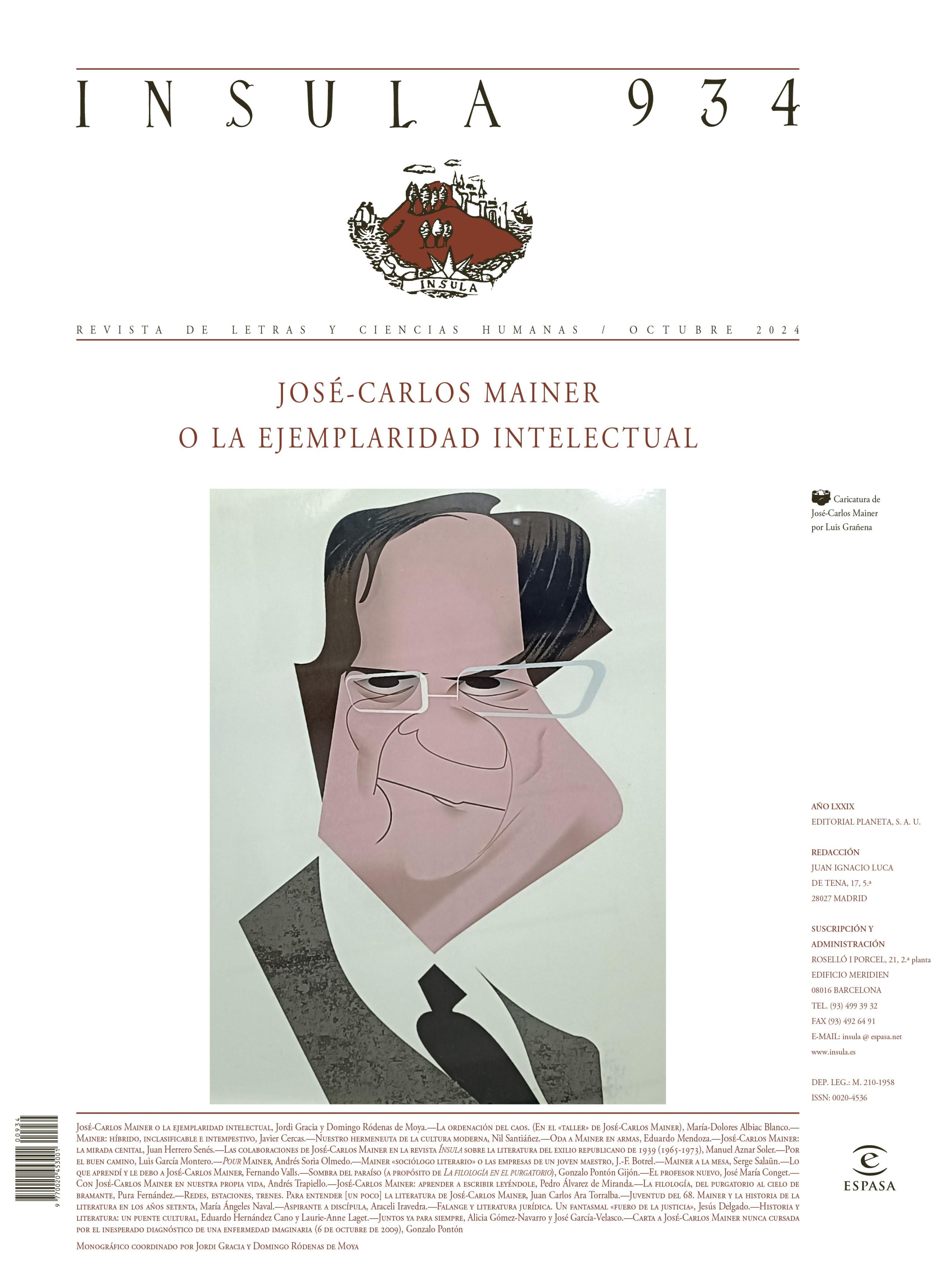 JOSÉ-CARLOS MAINER O LA EJEMPLARIDAD INTELECTUAL (ÍNSULA N° 934, OCTUBRE 2024)