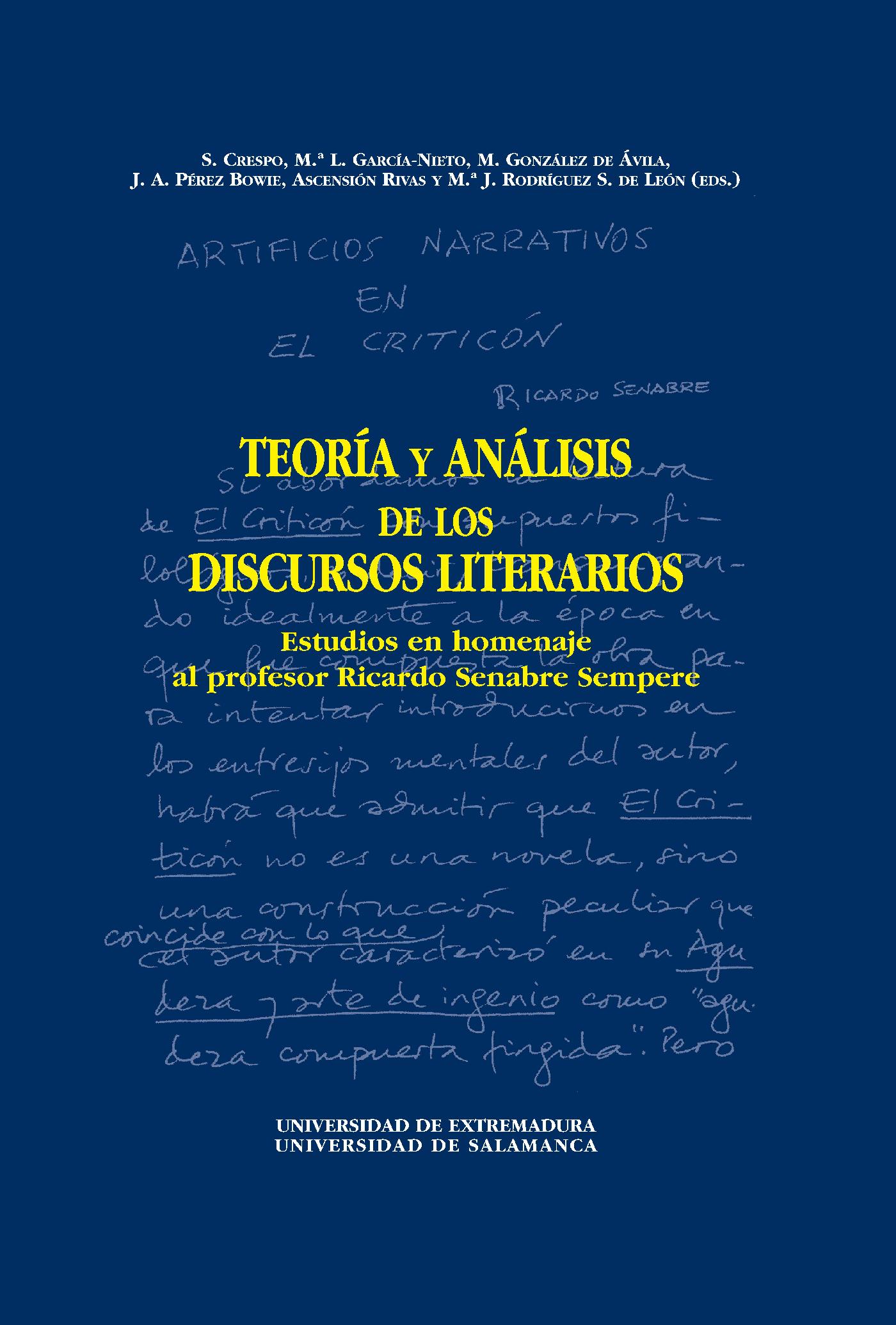 TEORÌA Y AN·LISIS DE LOS DISCURSOS LITERARIOS