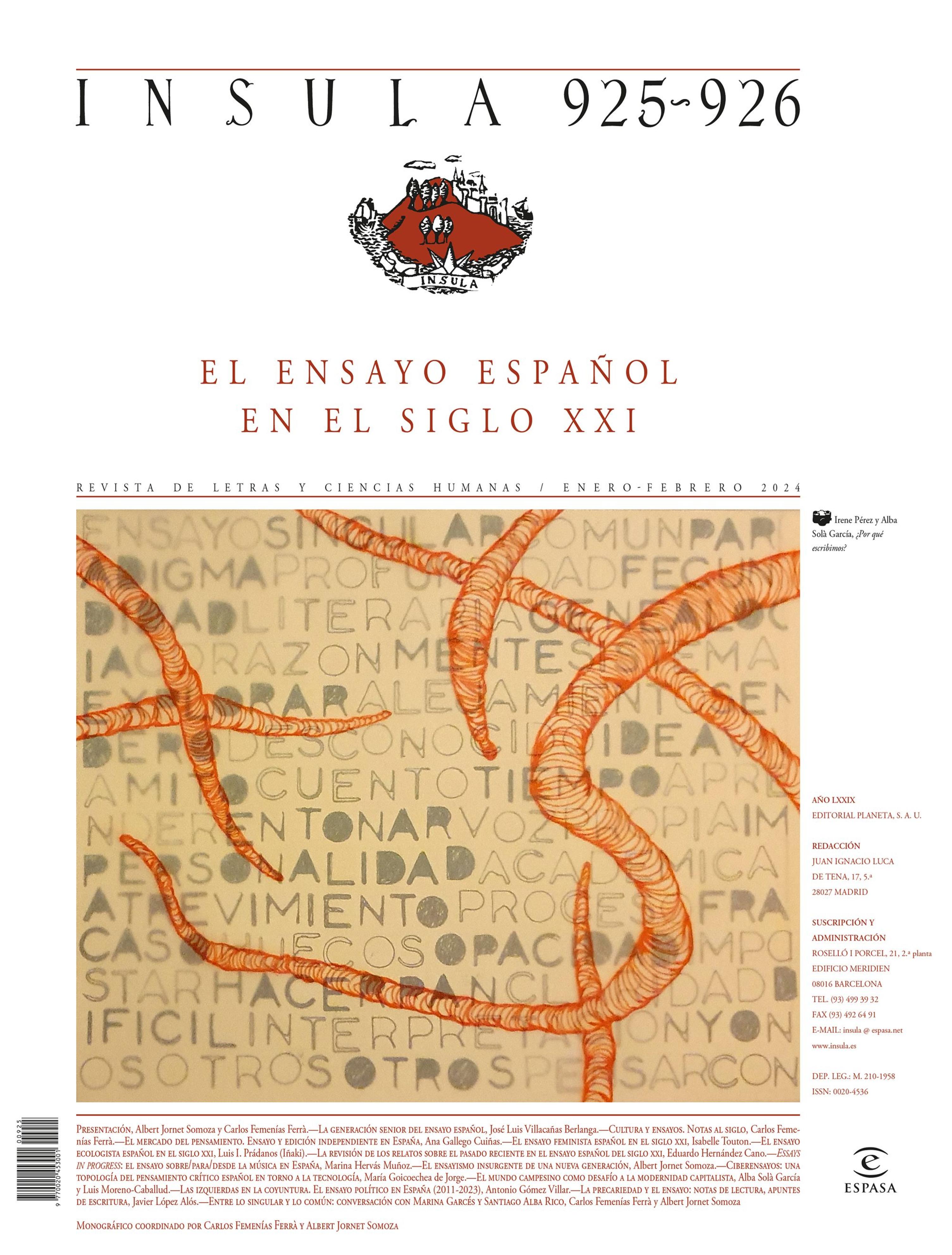 EL ENSAYO ESPAÑOL EN EL SIGLO XXI (ÍNSULA N° 925-26, ENERO Y FEBRERO DE 2024)