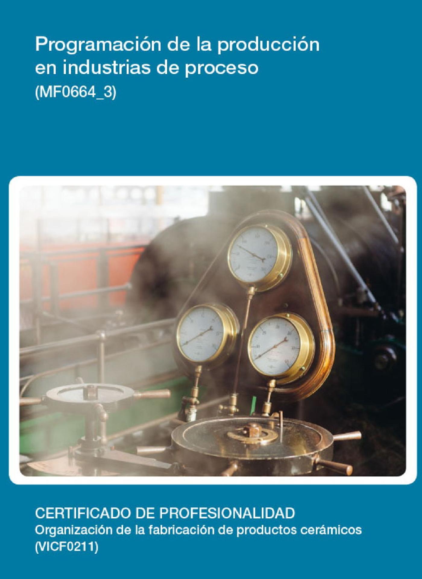 MF0664_3 - PROGRAMACIÓN DE LA PRODUCCIÓN EN INDUSTRIAS DE PROCESO