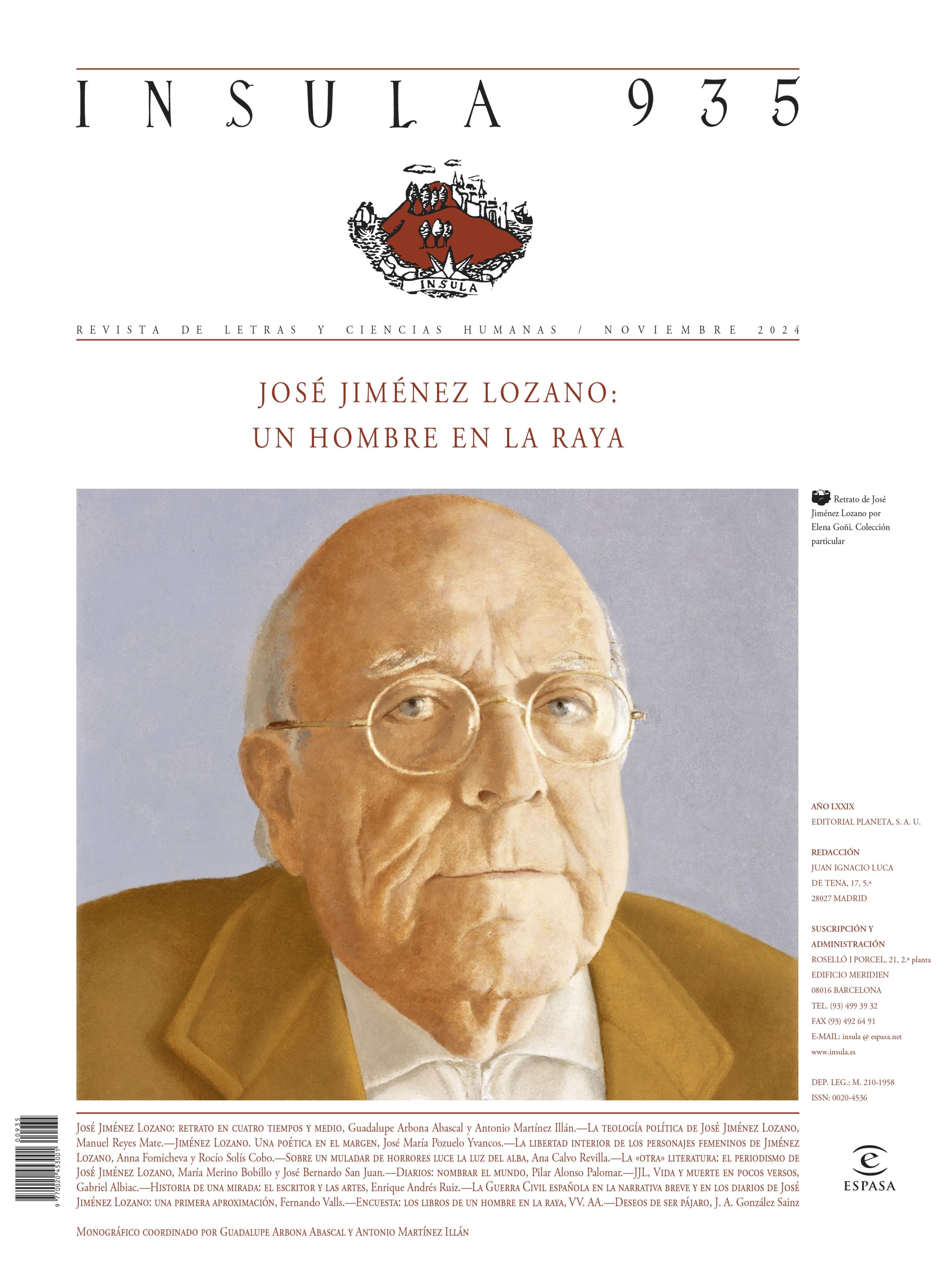 JOSÉ JIMÉNEZ LOZANO: UN HOMBRE EN LA RAYA (ÍNSULA N° 935, NOVIEMBRE DE 2024)